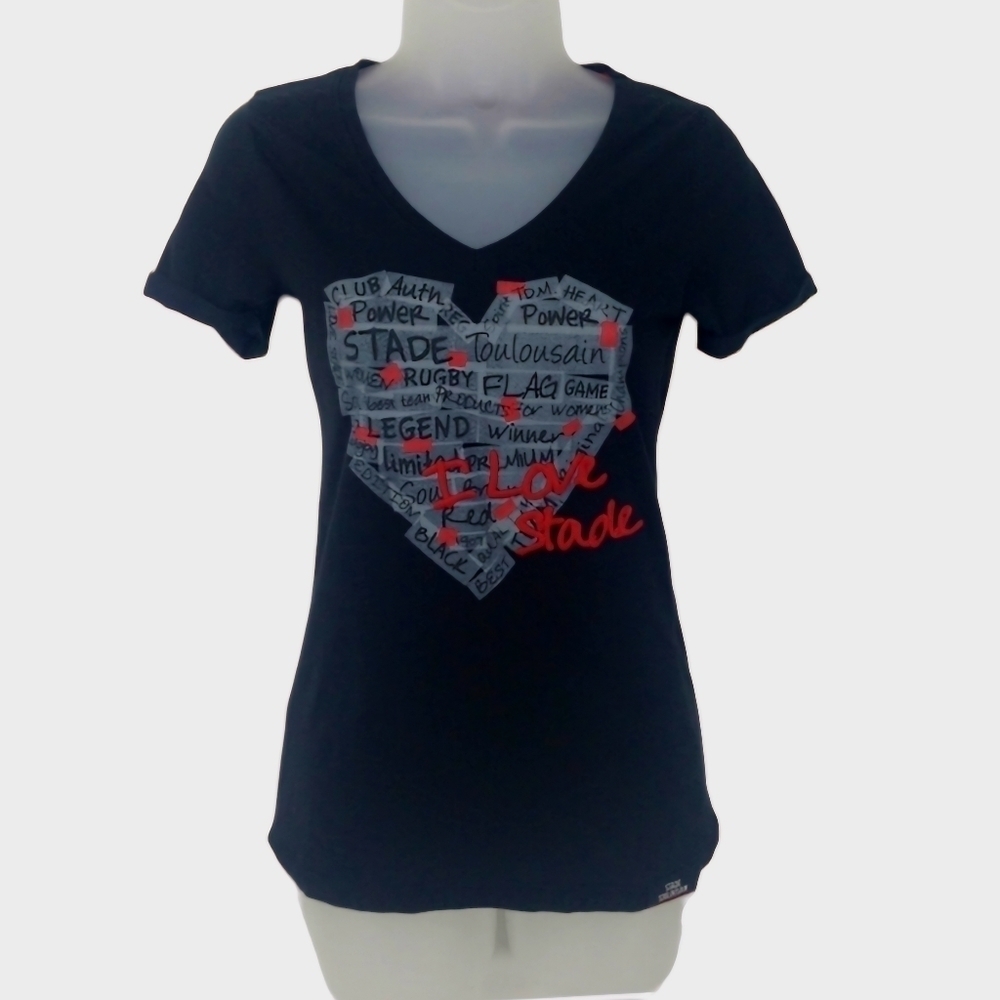 Stade Toulousain Red/Black Rugby Graphic‎ Tee I love Stade Size S